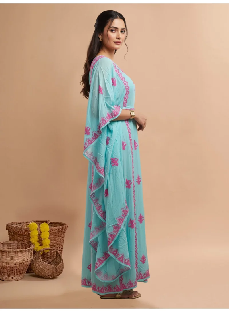 Alaya Hand Embroidered Chikankari Modal Kaftan-AL3604